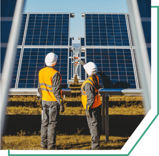 Energy specialists working on solar panels